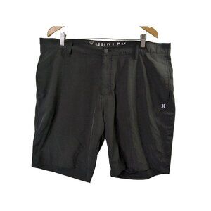 Hurley Hybrid Shorts Mens 40 Black Flat‎ Front Quick Dry